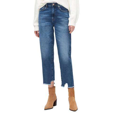 7 For All Mankind Blue Malia Luxe Straight Stretch Jeans