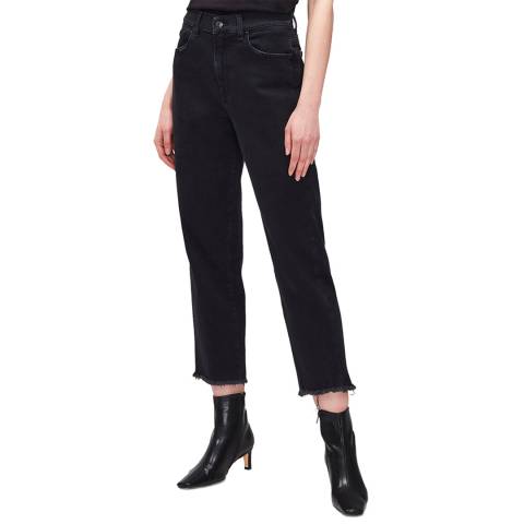 7 For All Mankind Black Fearless Straight Stretch Jeans
