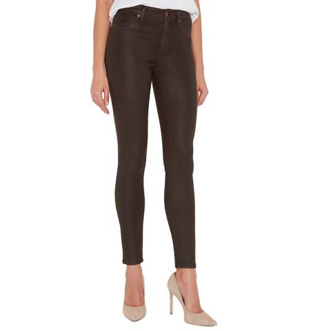 7 For All Mankind Tan Coated Skinny Stretch Jeans