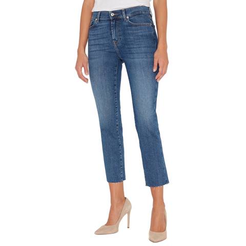 7 For All Mankind Light Blue Straight Crop Stretch Jeans