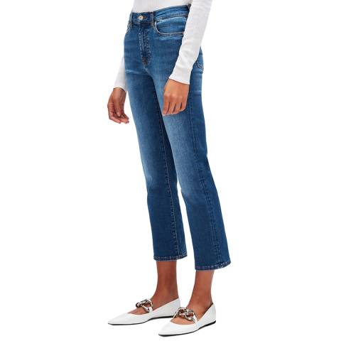7 For All Mankind Mid Indigo Straight Crop Stretch Jeans