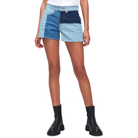 7 For All Mankind Blue Patch Denim Shorts