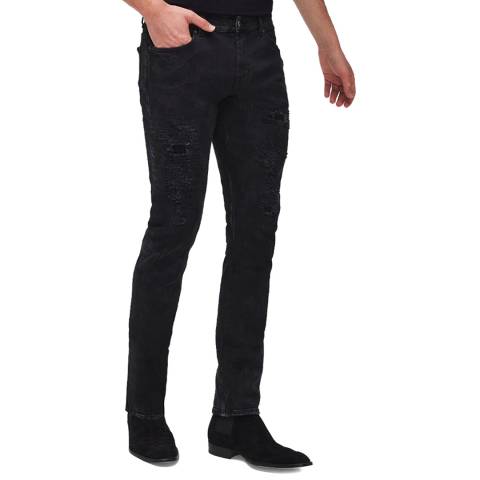 7 For All Mankind Black Ronnie Distressed Skinny Jeans