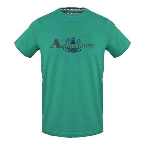 Aquascutum Green Crest Chest Logo Cotton T-Shirt
