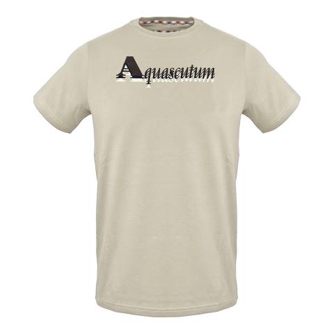 Aquascutum Sand Logo Cotton T-Shirt