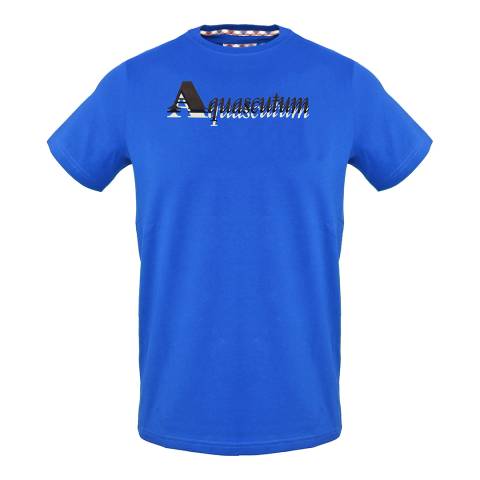 Aquascutum Royal Blue Logo Cotton T-Shirt