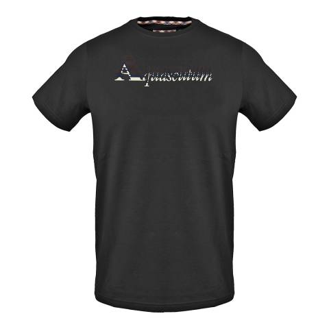 Aquascutum Black Logo Cotton T-Shirt