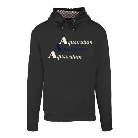 Aquascutum Black Logo Design Cotton Hoodie