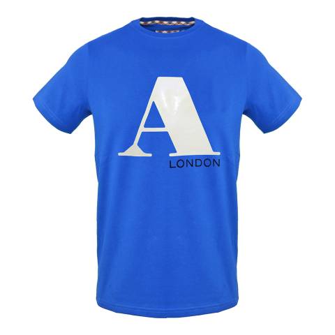 Aquascutum Royal Blue A Logo Cotton T-Shirt