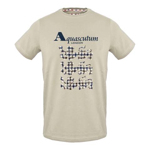 Aquascutum Sand Lion Design Cotton T-Shirt
