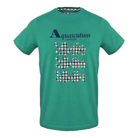 Aquascutum Green Lion Design Cotton T-Shirt