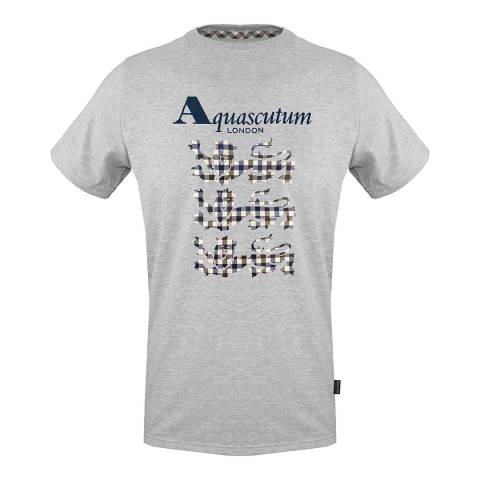 Aquascutum Grey Lion Design Cotton T-Shirt