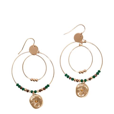 Côme Gold/ Green La Havana Double Circle Bead Earrings