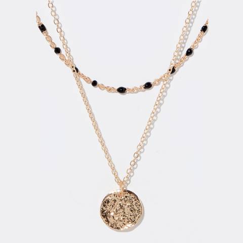 Côme Gold/ Blue Double Chain Collier Pendant Necklace