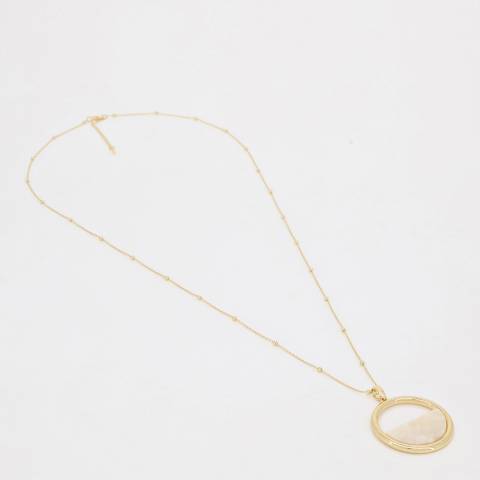 Côme Gold/ Beige Beaded Chain Round Pendant Necklace