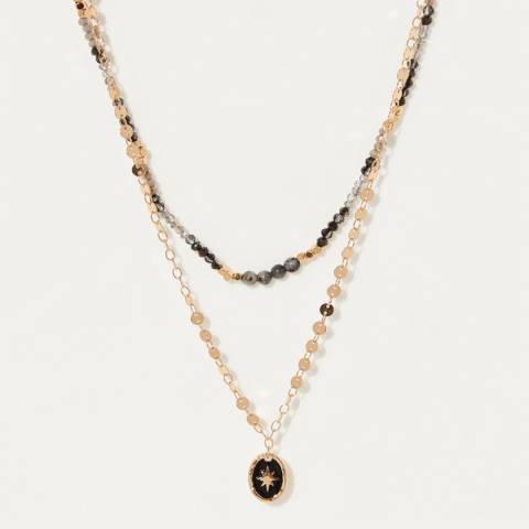 Côme Gold/Black Bead Double Chain Necklace