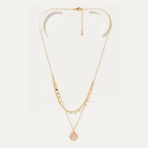 Côme Gold/ Pink Tupai Double Chain Necklace