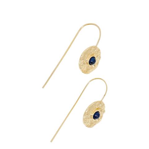 Côme Gold/ Blue Bali Lapis Circle Pendant Earrings