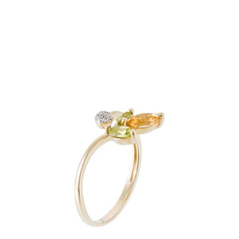 Le Diamantaire Gold Multicolour Flower Design Ring