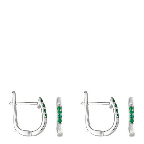 Le Diamantaire Silver 'Yon' Emerald Green Gemstone Earrings