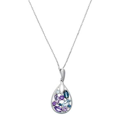 Le Diamantaire Silver 'Mixed Drop' Sapphire Teardrop Pendant Necklace