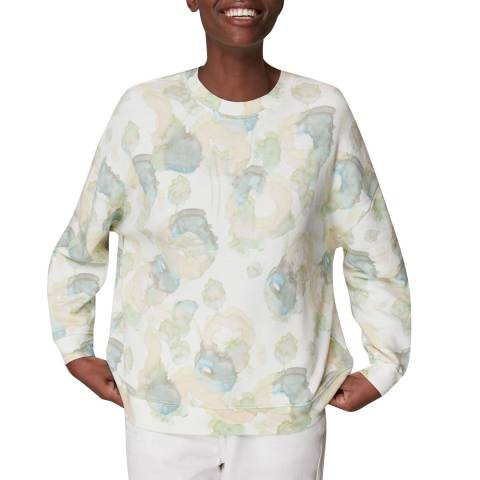 WHISTLES Cream Watercolour Cotton Sweatshirt