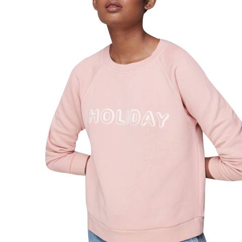 WHISTLES Pink Washed Holiday Cotton Sweatshirt
