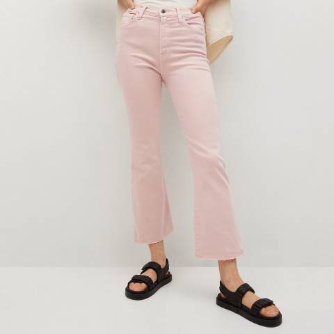 Mango Pink Cropped Flared Jeans