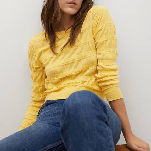 Mango Yellow Ruched Detail Jumper