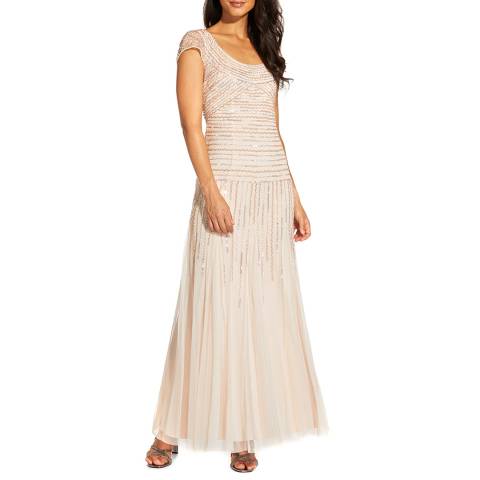 Adrianna Papell Pale Pink Beaded Dress
