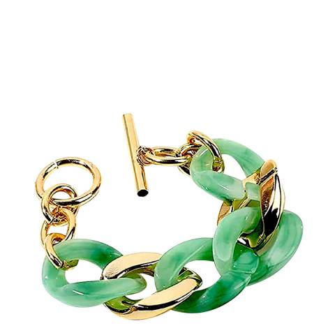 Chloe Collection by Liv Oliver 18K Gold Open Link Two Tone Green Bracelet