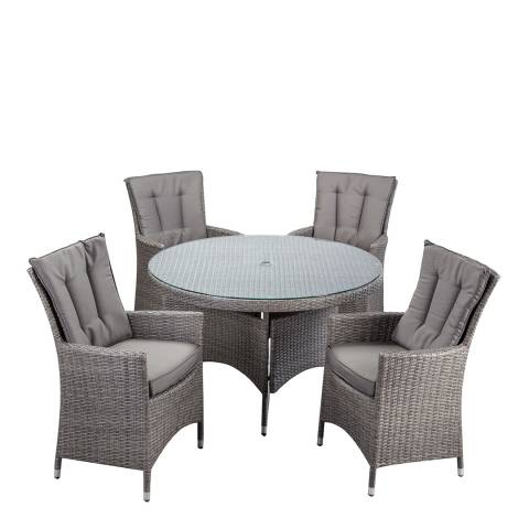 Olaki Rattan 122.5cm Round Table &  4 Chairs, Grey