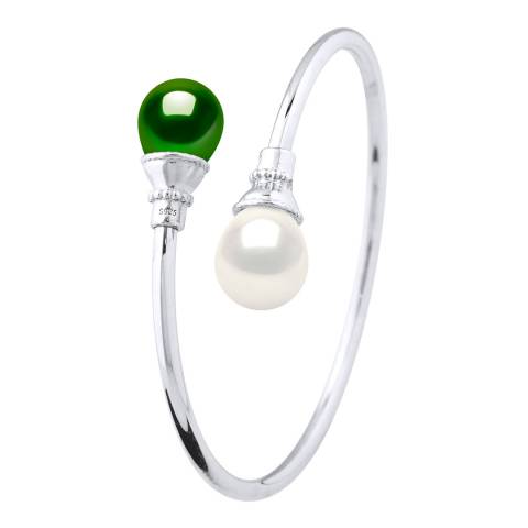 Atelier Pearls Green and White Freshwater Pearl Bangle Bracelet 10-11mm