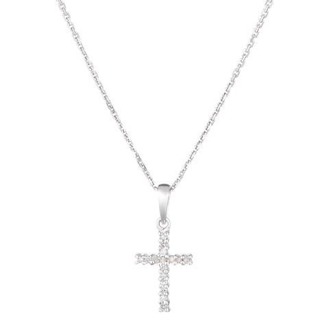 Le Diamantaire Silver Cross Of Happiness Diamond Pendant Necklace