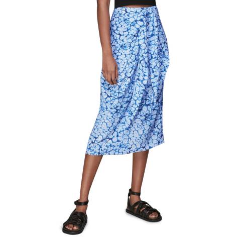 WHISTLES Blue Clouded Leopard Tie Skirt