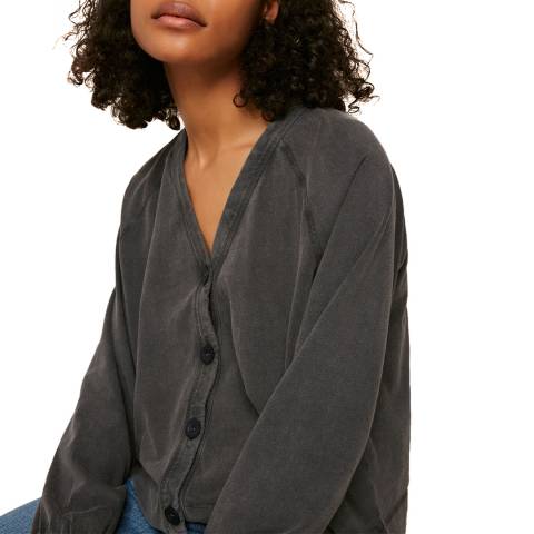 WHISTLES Charcoal Jersey Cotton Cardigan
