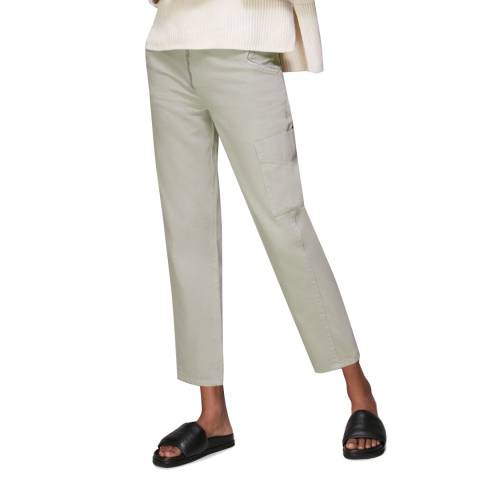 WHISTLES Pale Green Zip Front Trousers