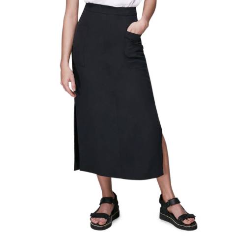 WHISTLES Black Pocket Detail Straight Skirt