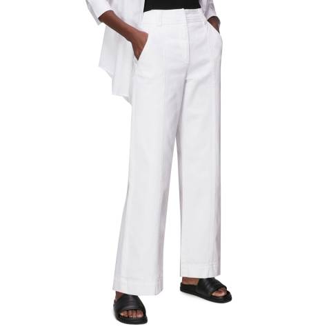 WHISTLES White Full Length Cotton Trousers