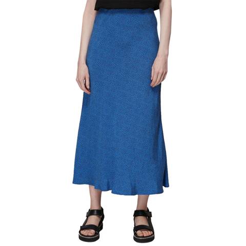 WHISTLES Blue Animal Fleck Print Skirt