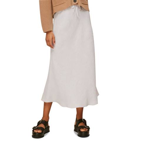 WHISTLES Stone Bias Cut Linen Midi Skirt