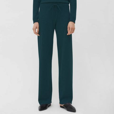 Chinti and Parker Dark Green Wide Leg Cashmere Trouser