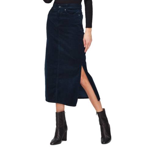 7 For All Mankind Blue Corduroy Maxi Skirt