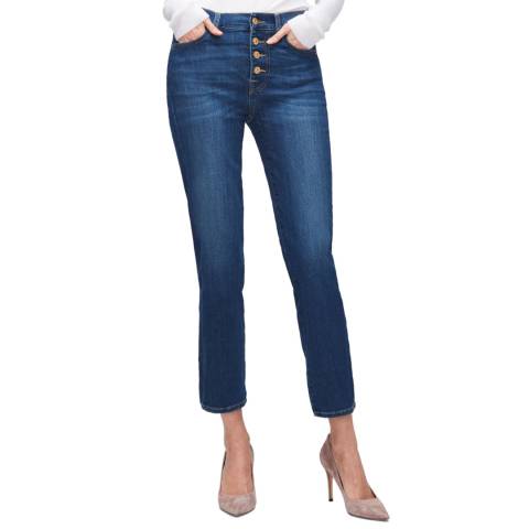 7 For All Mankind Mid Blue The Straight Crop Stretch Jeans