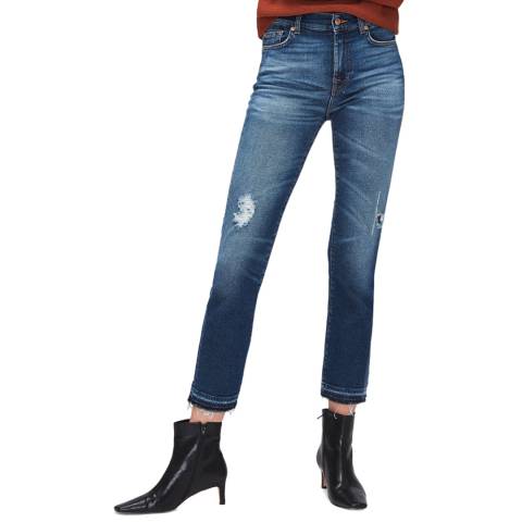 7 For All Mankind Mid Blue The Straight Crop Stretch Jenas