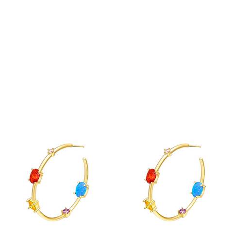 Liv Oliver 18K Gold Multi Opal & Topaz Hoop Earrings