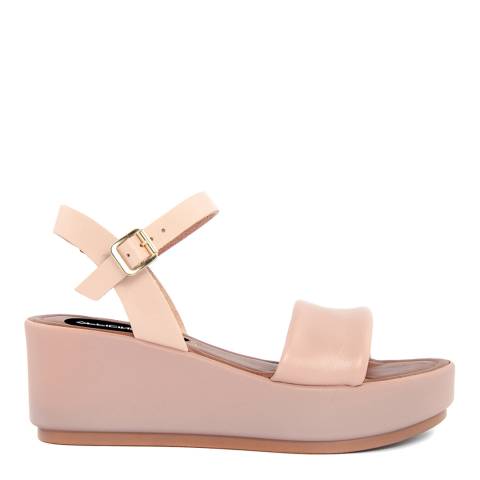 Officina55 Pink Leather Wedge Sandals