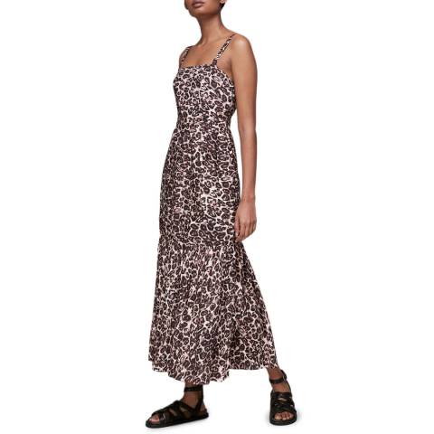 WHISTLES Leopard Print Eleta Silk Blend Dress