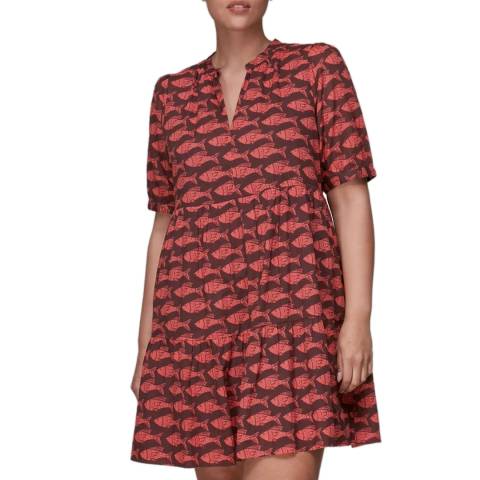 WHISTLES Red Pisces Print Trapeze Dress