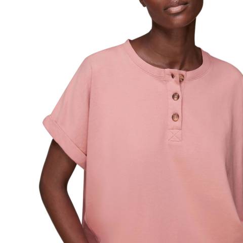 WHISTLES Pink Cotton Henley T-Shirt